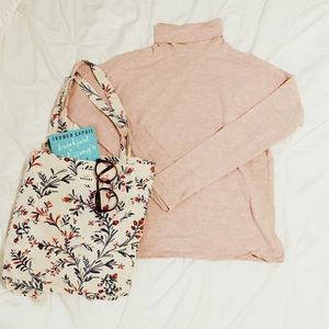 Boxy Turtleneck Top in Antique Coral